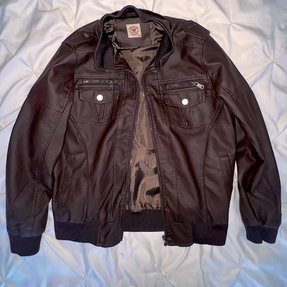 Brand New Faux Leather Bomber Biker Jacket / Size S / Unisexual